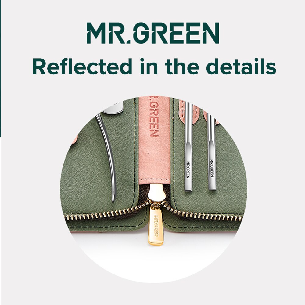 Mr.green 7 stk neglesæt sakse manicure sæt pedicure sæt rustfrit stål negleklipper værktøj rejse plejeetui til dame