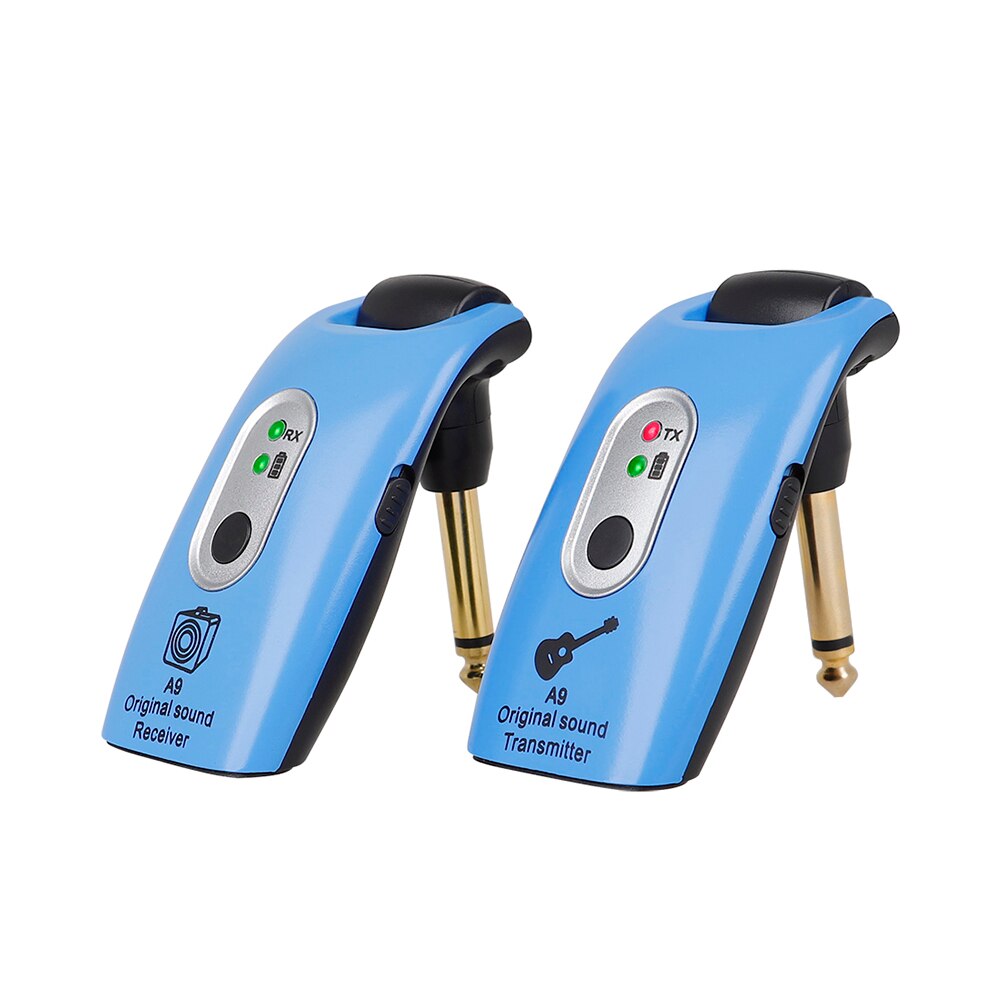 Wireless Guitar System Transmitter Receiver Guitar Wireless System Transmitter Receiver Built-In Rechargeable Guitar Transmitter: blue