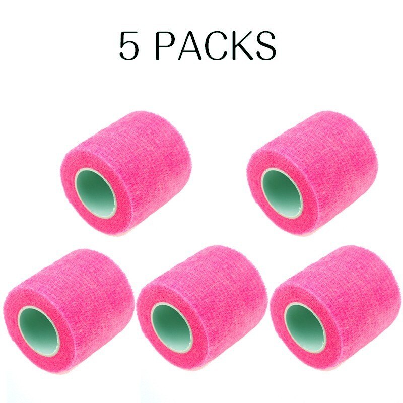 5 stk/parti sportssikkerhed selvklæbende elastisk bandage non-woven stof tape beskyttelsesudstyr knæ albue støtte støtte 5*450cm: Lyserød