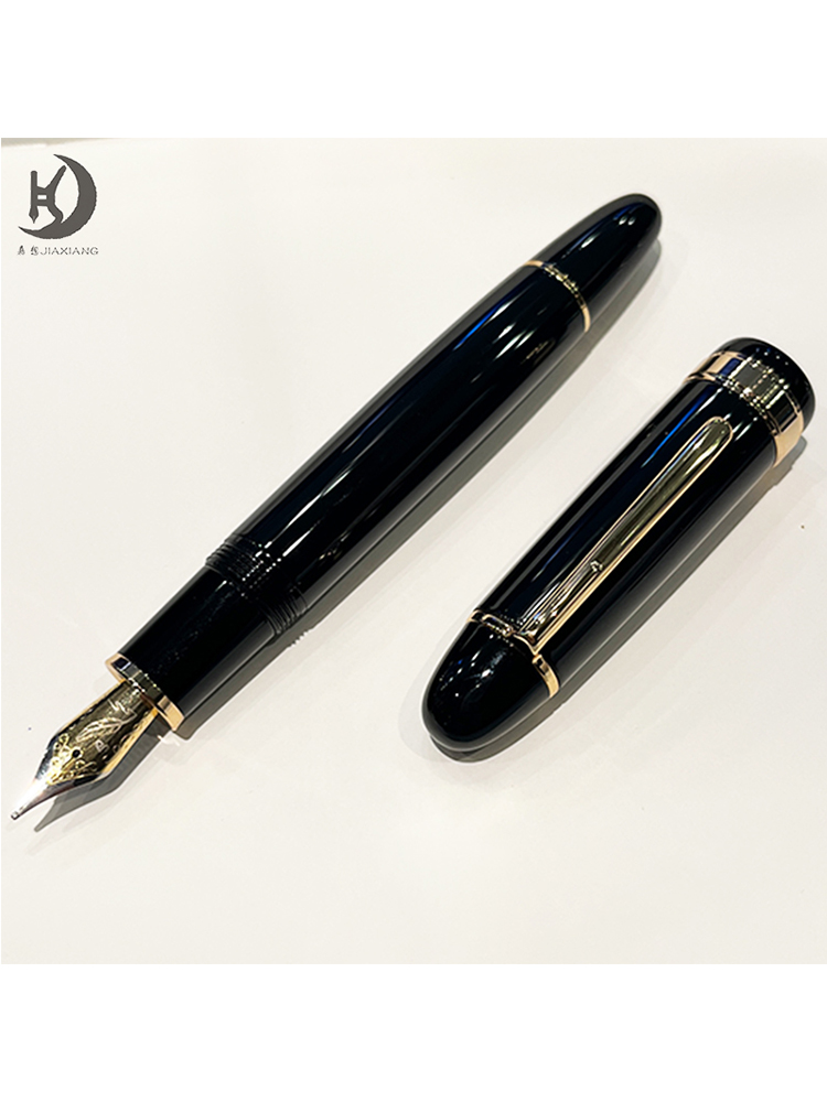 JD 129 pluma de lujo con punta de iridio y convertidor de tinta, plumas estilográficas de caligrafía de Metal con Clip plateado dorado grande de primera para recuerdo