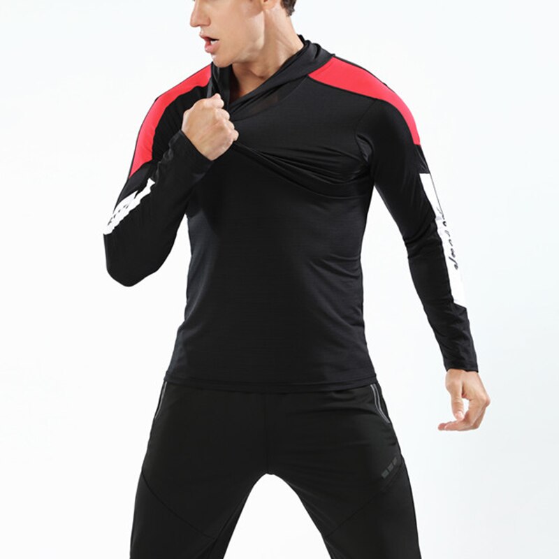 Wosawe herr ourdoor joggingjackor cykeljackor löparjackor fitness sport kappa huva tight hoodie gym fotboll träning