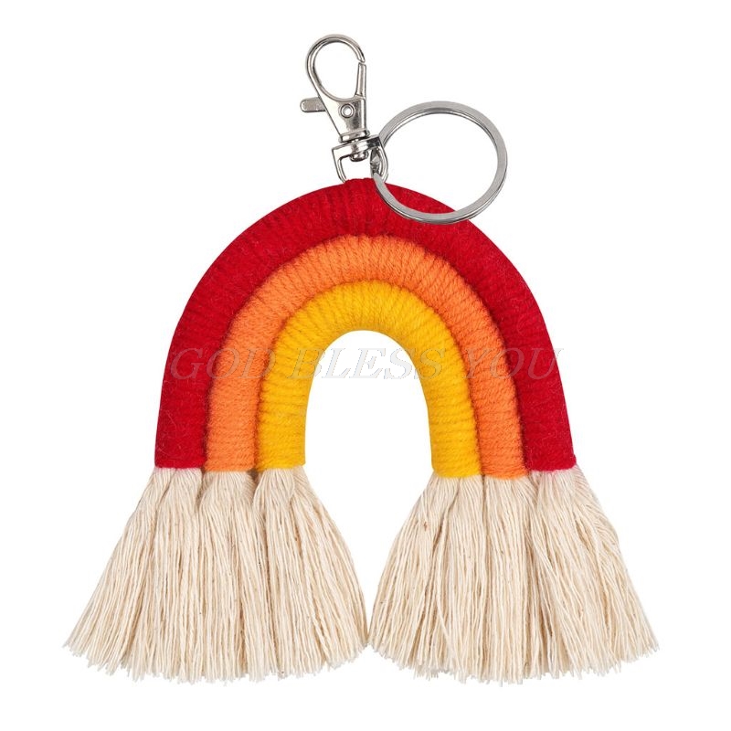 Vævning regnbue nøgleringe til kvinder boho håndlavet nøgleholder nøglering macrame taske charme bil hængende smykker: Tast 40