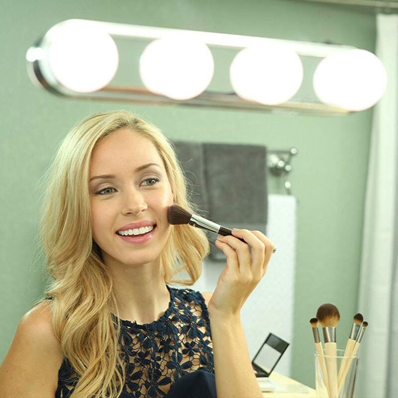 Luz LED portátil para espejo de maquillaje, lámpara de tocador con batería montada en la pared, 4 bombillas, 1 ud.