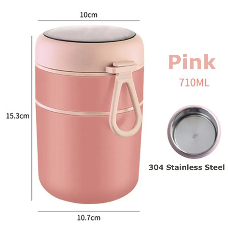 530ml/710ml Food Thermal Jar Insulated Soup Cup Thermos Containers Stainless Steel Lunch Box Thermo Keep for School Children: Red