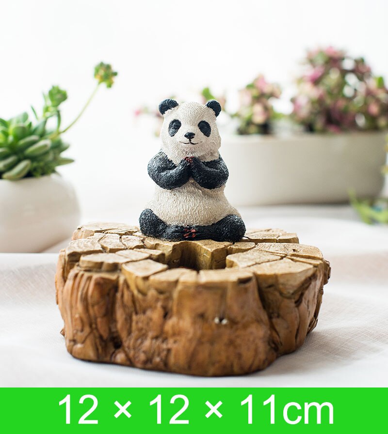 Statue de panda mignonne en résine, micro-décoration pour voiture, bureau, jardin extérieur, sculpture animale, décoration, ornement: 3