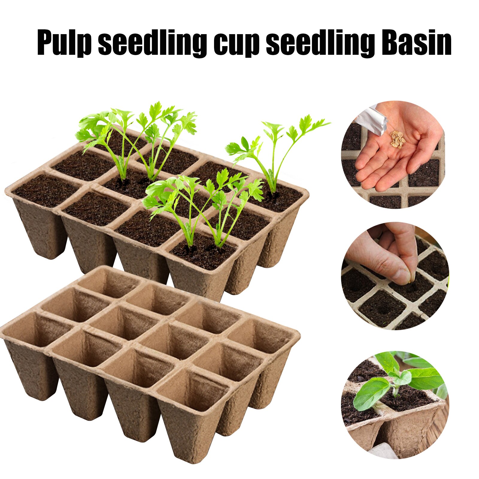 12 Cell Eco-friendly Biodegradable Seedling Starter Trays Planting Germination Seedlings Starter Trays for Vegetable Flower Kit