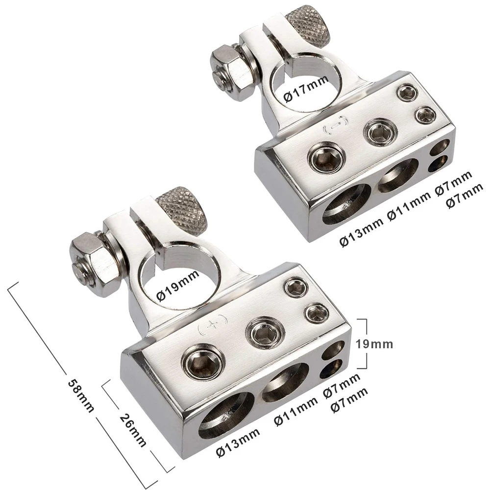 1 Paar Auto-Batterie-Anschlussklemmen-einstellen, 2/4/8/10 AWG, Auto-Audio-, positiv Negativ Batterie-Pfostenklemme mit transparenten Abdeckungen, Unterlegscheiben