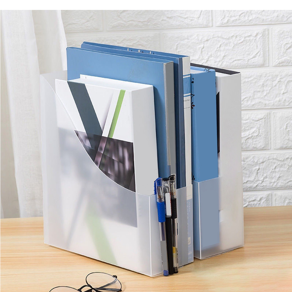 5Pcs Classroom Organizer Vertical Paper Organizer Office Shelf Desktop File Vertical Bookshelf Archive File Storage Box