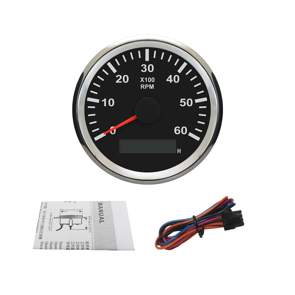 Universal Tachometer RPM REV Counter with Hour Meter 3000/4000/6000/7000/8000 RPM 85mm 9-32V with Backlight: 6K-BS