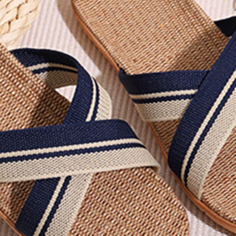 Men Slippers Sandals Flip Flops Summer Breathable Hemp Non-slip Shoes Man Home Slides Striped Casual Female