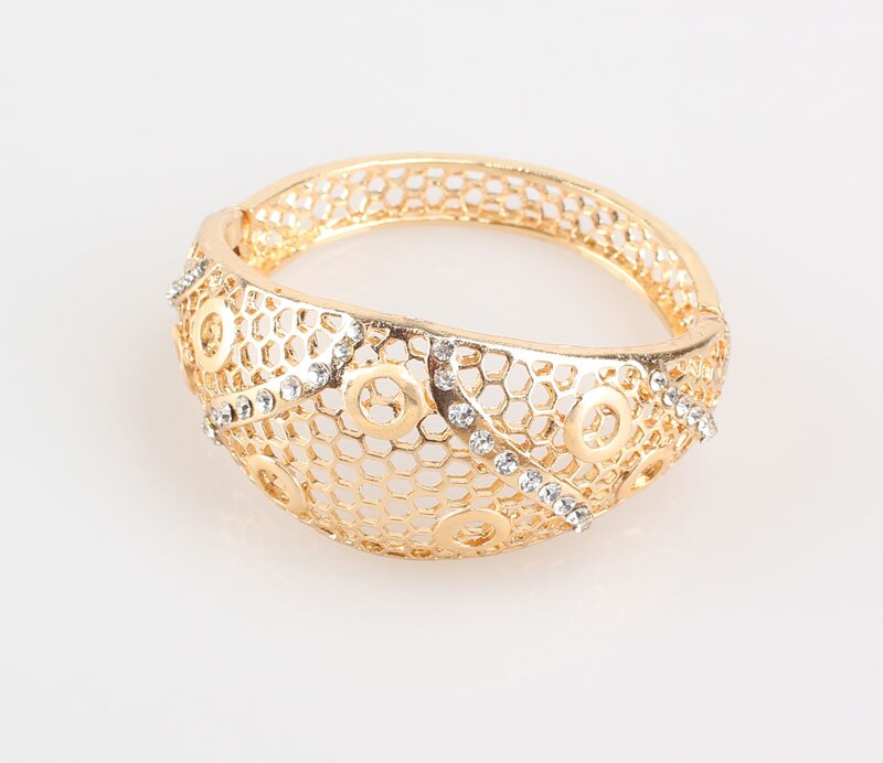 Gold Color Wedding Women Bridal Accessories African Costume Party Crystal Jewelry Sets