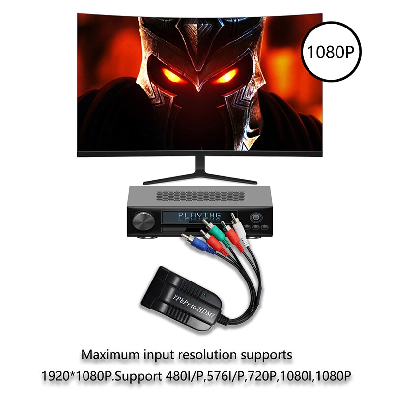 Componente al Convertitore di HDMI 5RCA RGB YPbPr a HDMI Supporta 1080P video o Convertitore Adattatore per DVD