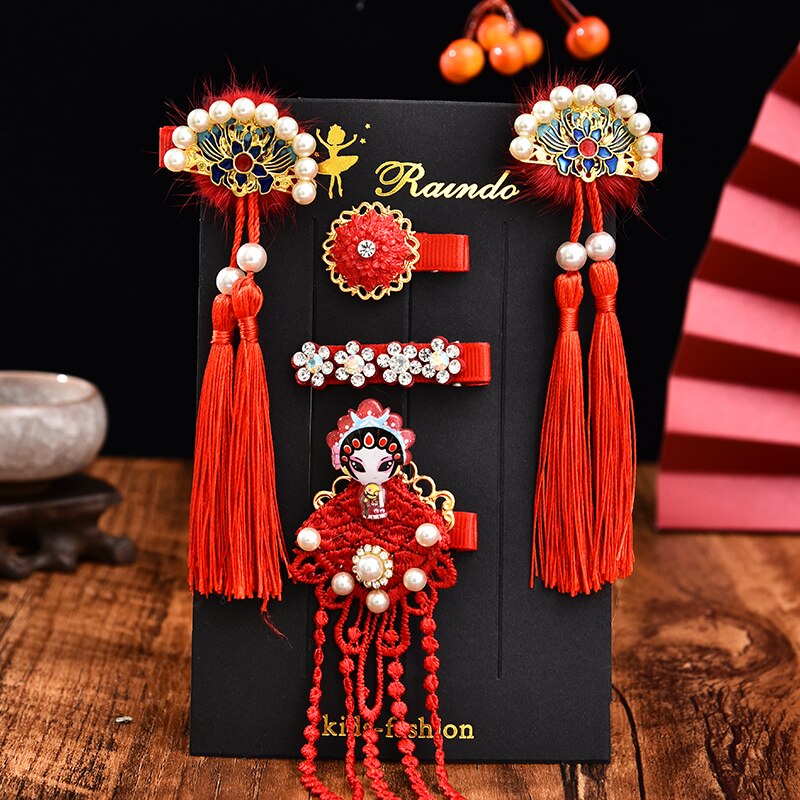 3/5/6 unids/set de horquillas de pelo con borlas de flores bonitas para niños, horquillas de pelo de piel sintética para niñas, horquillas, encantador para niños, accesorios para el cabello