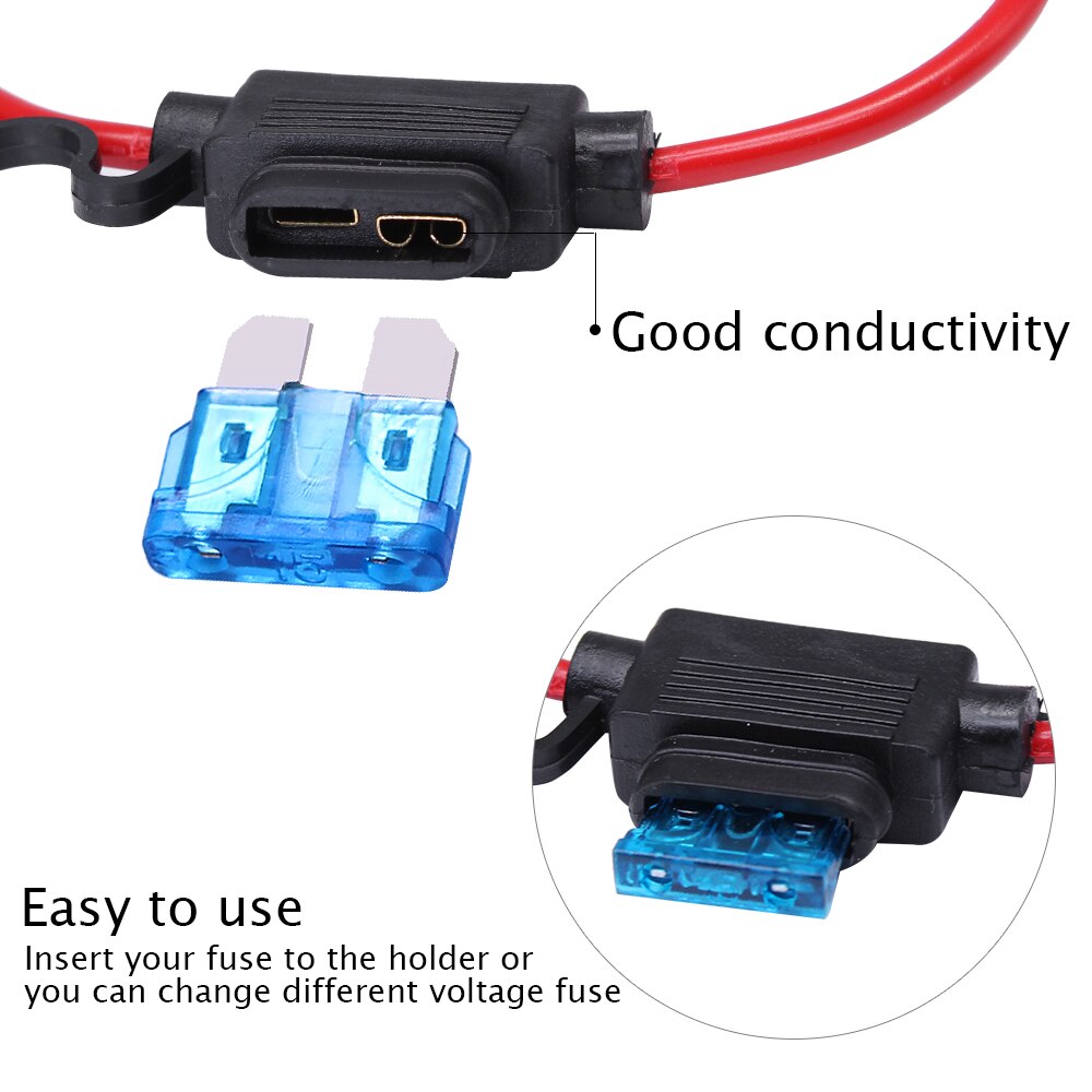 YUNPICAR ATC/ATO 15A 30A In-Line Fuse Holder 16 Gauge Wiring Harness 12V Standard Plug Socket Pack of 1