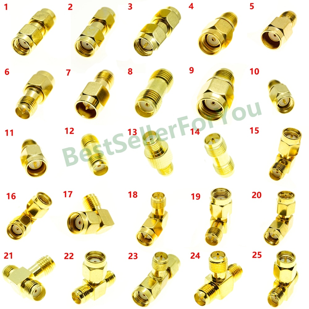 SMA RP-SMA Male Female To SMA RP-SMA Male Female 2X SMA 3 WAY right angle RF Connector Adapter Converter