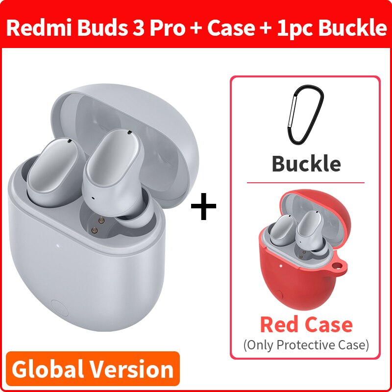 Xiaomi Redmi Airdots 3 Pro Earphone TWS True Wireless Earbuds ANC Bluetooth 5.2 Headset Wireless Charging Redmi Airdots 3Pro: GVGrey N Red Case