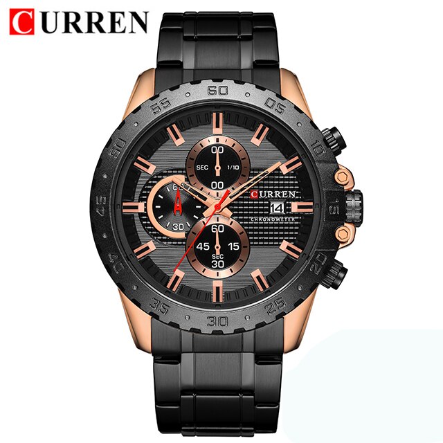 Curren 8334 Mannen Horloge Top Brand Luxe Gouden Mannelijke Horloges Chronograaf Goud Man Horloge Relogio Masculino: rose gold black