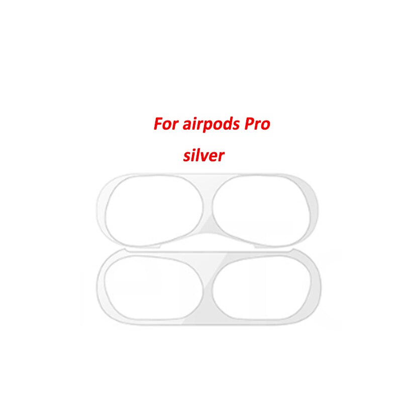 Para los airpods de Apple Pro 1 2 polvo de metal guardia etiqueta escudo film a prueba de polvo para airpod auriculares accesorios tierra de protección: airpod pro silver
