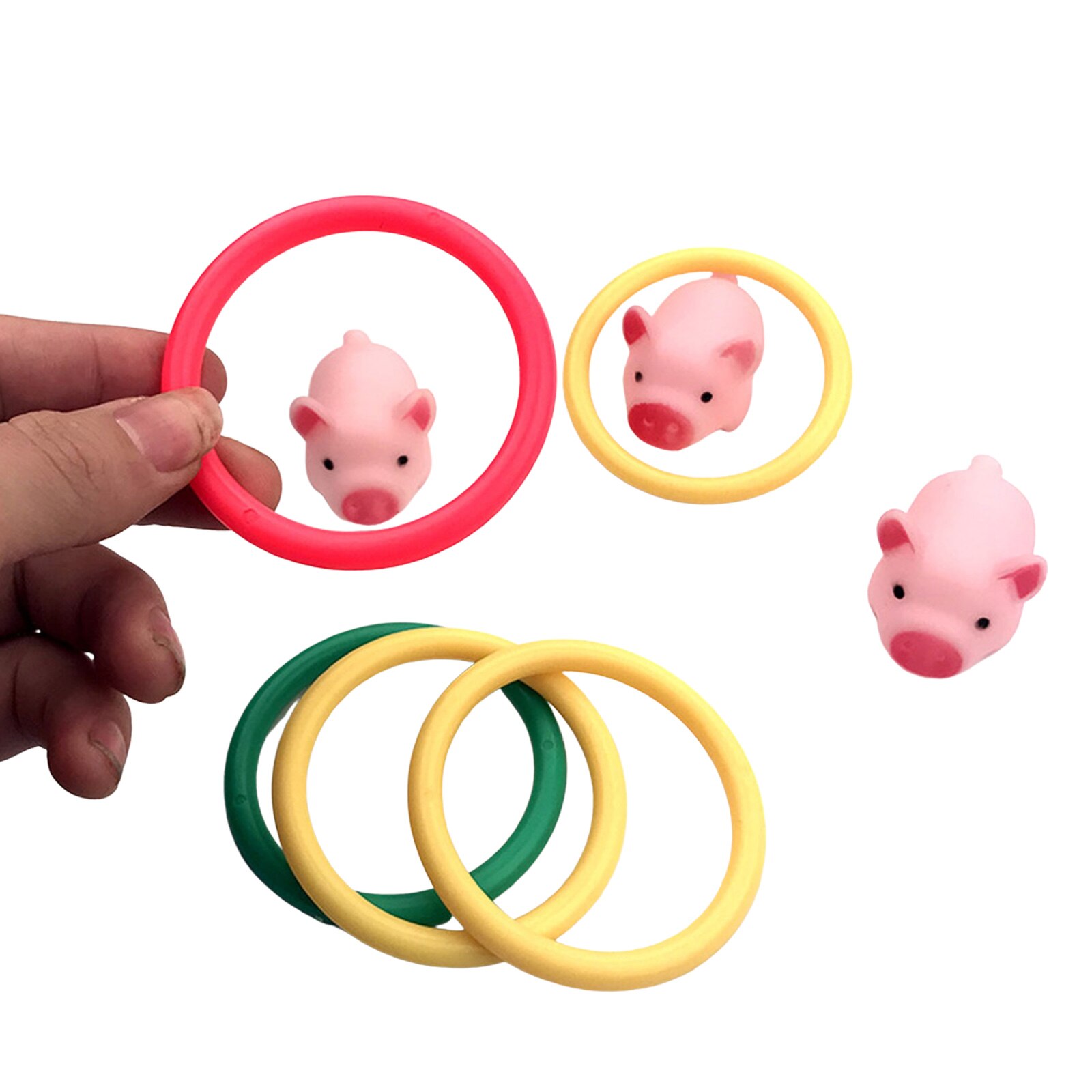 Children Ring Toss Game Set Adults Cute Pigs + Throwing Rings Parent-child Interactive Game Kit for Indoor Outdoor