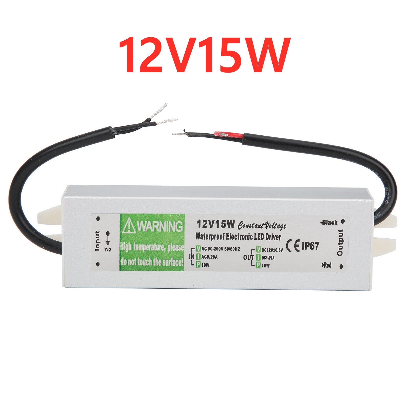 12v 24v strømforsyning 10w - 400w 500w 12 24 volt transformator  ac 220v til  dc 12v 24v utendørsbelysning  ip67 vanntett ledet-sjåfør: Svart