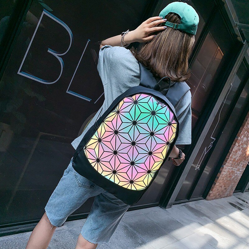 Oxford Cloth Package Geometry Diamond Solid Color Sports Bag Dazzling Backpack No Mark Mini Backpacks for Women