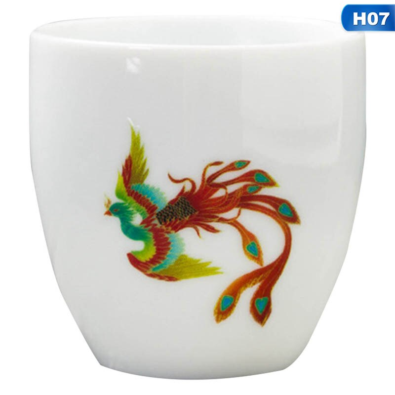 Japanese Magic Sakura Teacup Cold Temperature Discoloration Color Changing Tea Cup Flower Ceramic Kung Fu Tea Set