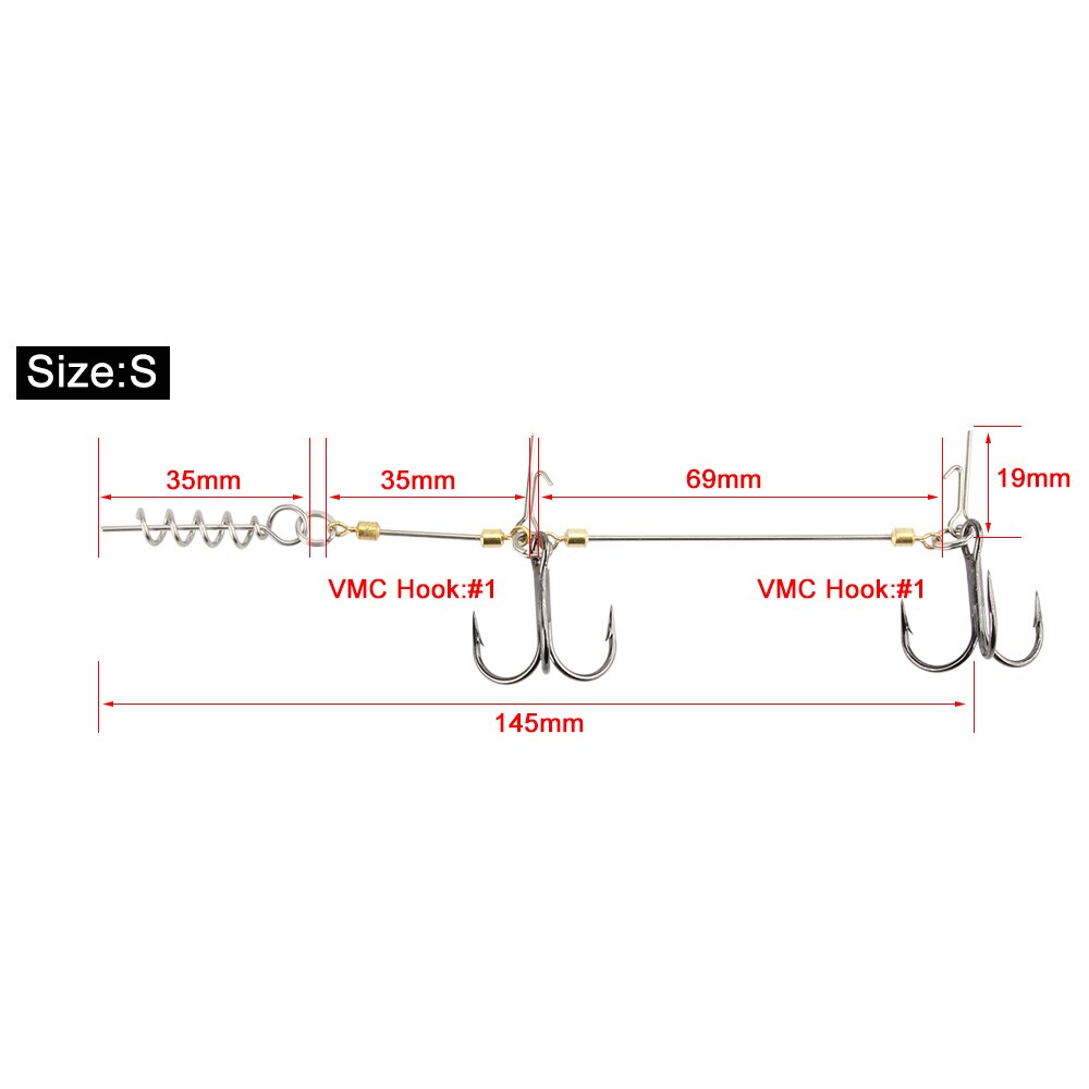 Spinpoler String Vishaak Prikkeldraad Triple Haken Vmc Treble Vishaak Screwball Jig Rig Helpen Haak Met Schroef Pin: Size S