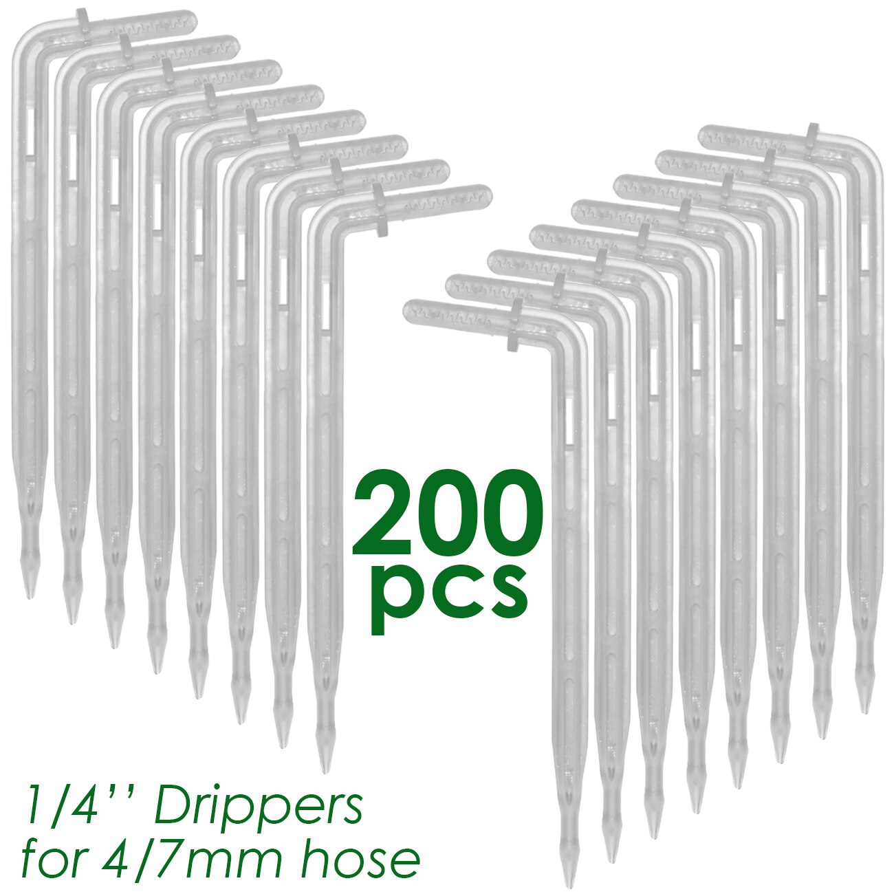 SPRYCLE 100-500 Uds 1/4 "transparente curva goteo flecha goteador de riego emisor de riego aspersores para 4/7mm manguera de efecto invernadero: YELLOW
