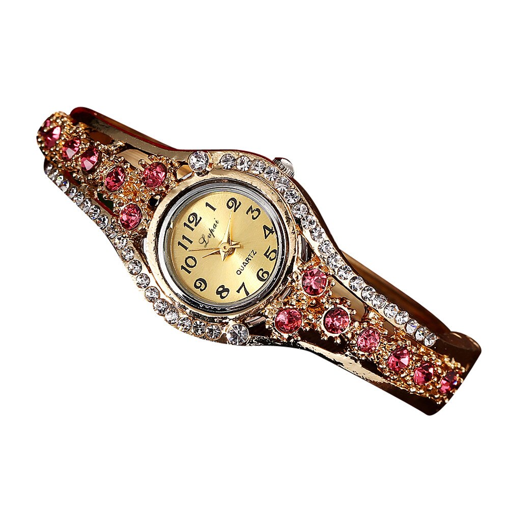 Horloge Vrouwen Goud Vintage Luxe Klok Vrouwen Armband Horloge Dames Luxe Rvs Vrouwen Klok Zegarek Damski: Red