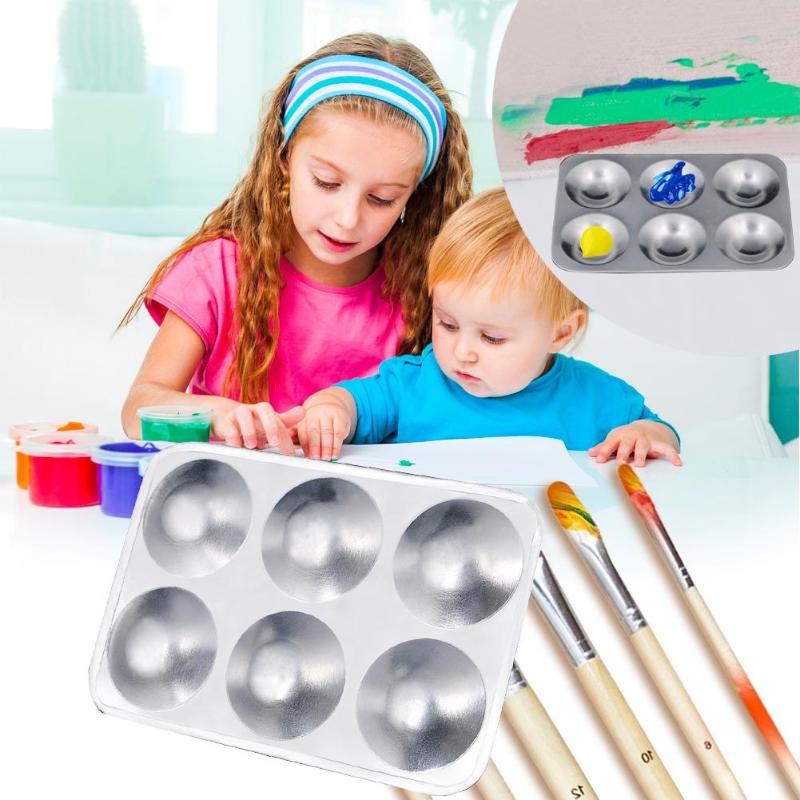 Aluminum Rectangle 6 Holes Color Mixing Palette Artist Watercolor Palette