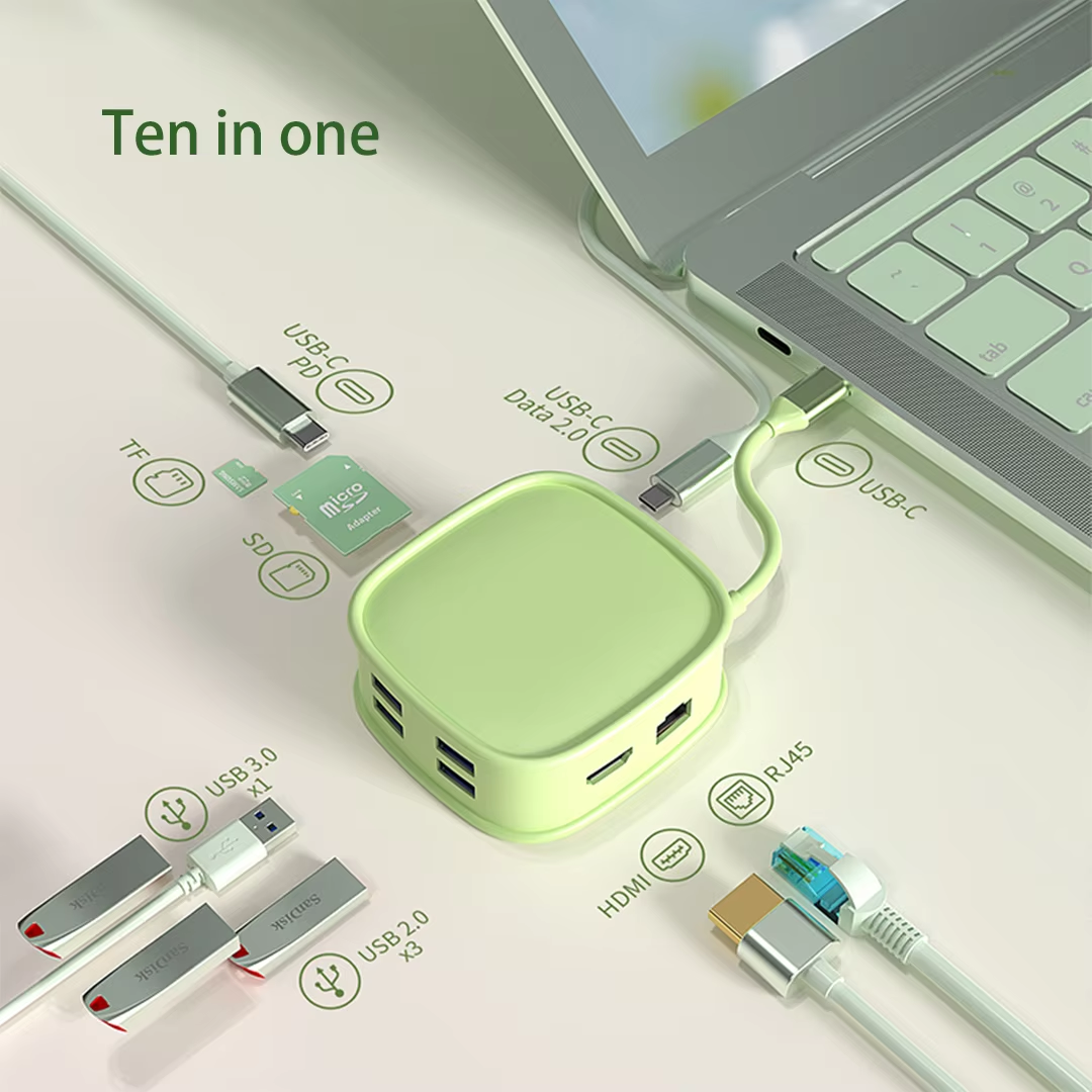 Steam Deck Docking Station TV Base Stand 10 in 1 Hub USB Type C To -compatible 60Hz HDMI-compatible USB-C For Steam Deck TV Base: green