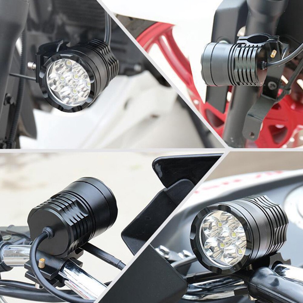 2pcs 60W Motorcycle LED Auxiliary Light Driving Spot Headlamp Fog Light Motorcycle Headlight Lamp 6000K White 12V