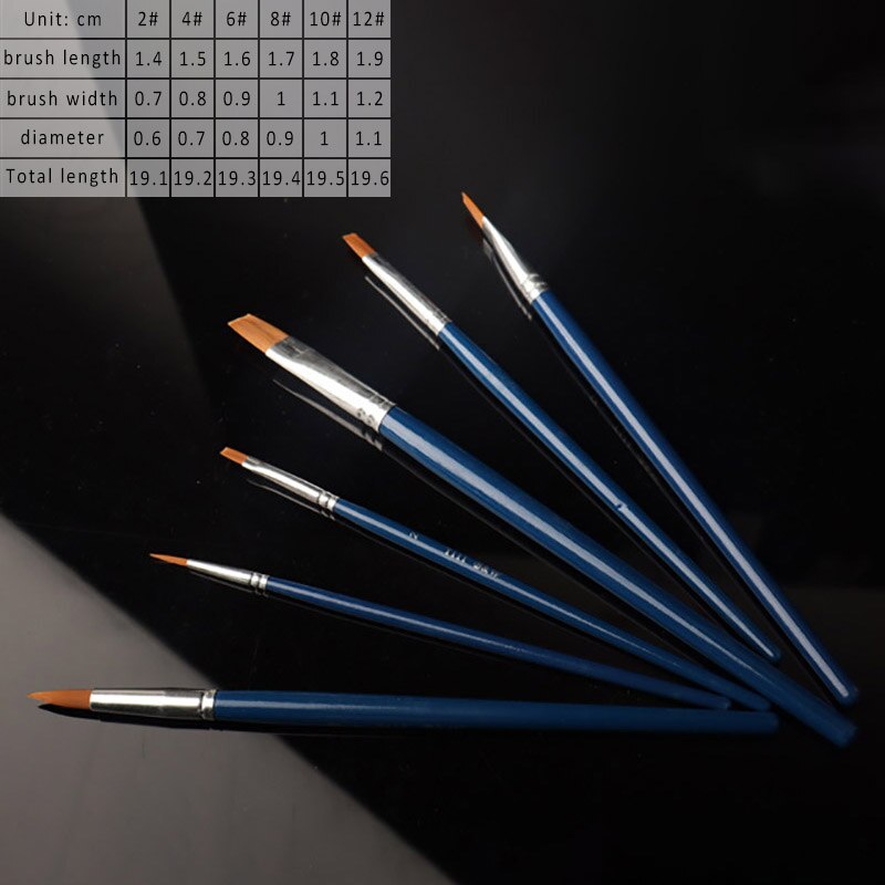 6 Stks/set Multi Purpose Kunstenaar Verf Borstel Tekening Art Supplies Olieverfschilderij Borstels Verf Pen Nylon Haar Platte