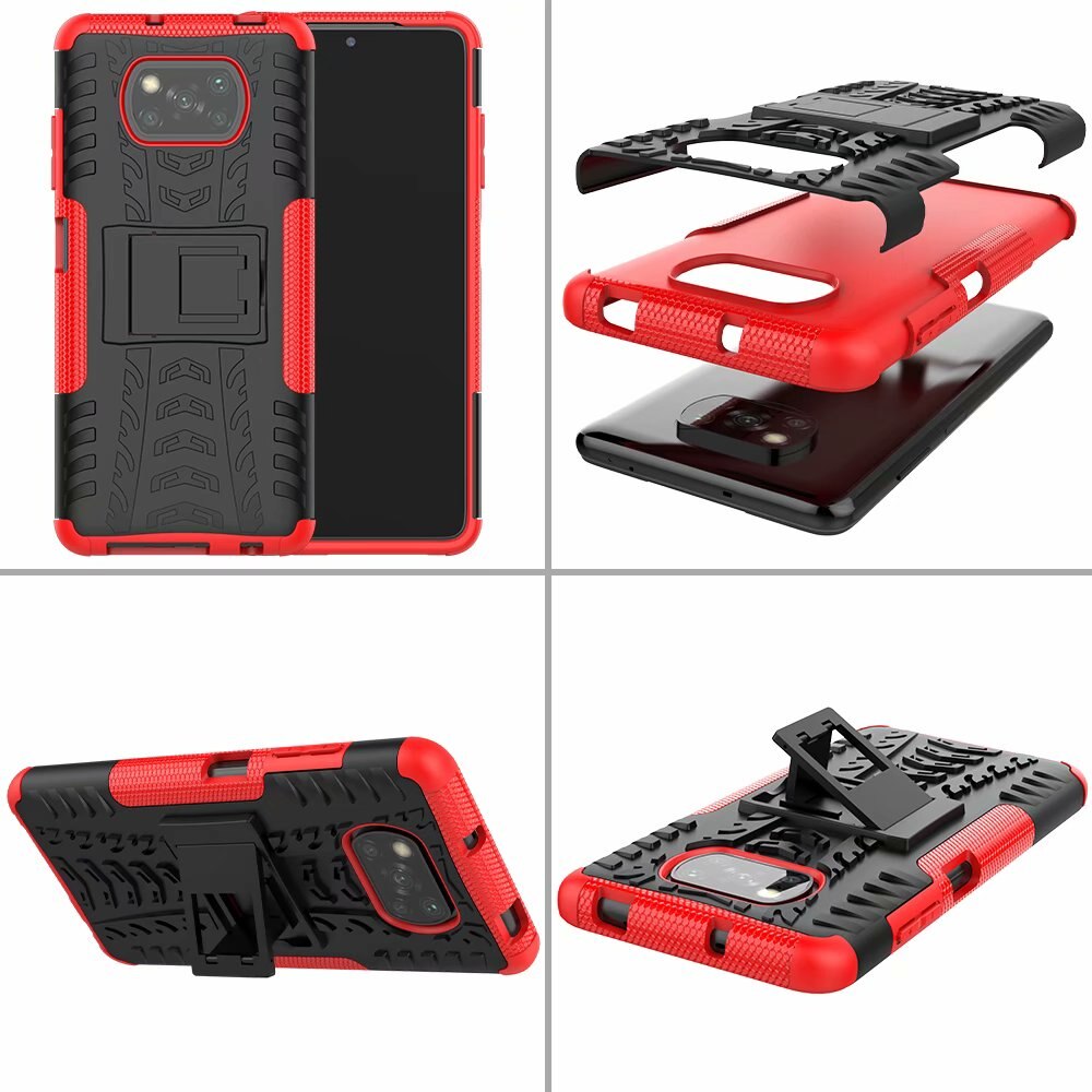 Armor telefoonhoesjes voor xiaomi poco  x3 nfc-hoesje + gehard glas, zachte pc-gel, hybride bescherming, siliconen harde hoes