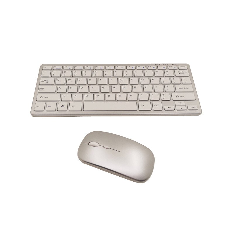 Wireless USB Charging Keyboard and Mouse for iMac Windows Mac Desktop Laptop 1074: Silver Combo