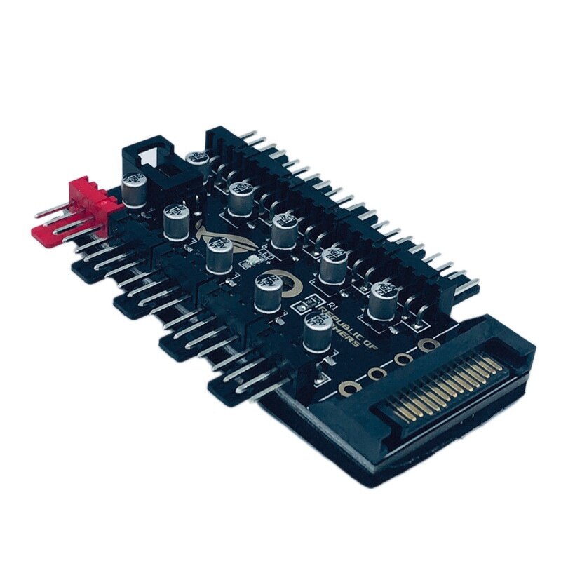 ligent Temperature Control Pwm 4Pin 4 Pin Fan Hub 10 Way Controller with Big 4P Port and SATA Port Power Supply