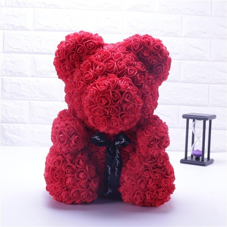 Christmas gift25cm Teddy Rose Flower niedźwiedź pudełko ślubne dekoracje świąteczne walentynki dając dziewczynie truciznę: 25cm red