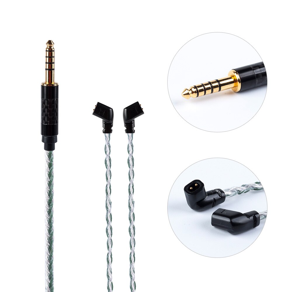 câble plaqué argent de noyau de hifi980 16 câble de mise à niveau de 2.5/3.5/4.4mm avec MMCX/2Pin pour ZS10 PRO ZSX BL-03 V90: QDC 4.4