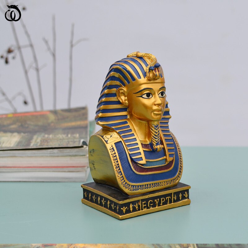 Egyptian Pharaoh Head Portraits Statue Tutankhamun Bust Art Sculpture Egypt Figure Figurines Resin Craft Home Decor Accessories