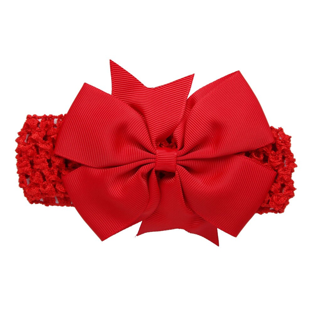 Baby Girl Bows Wave Headbands Big Bowknot Hair Accessories Cotton Wide Head Turban Infant Newborn Headbands Solid Headwraps: Red