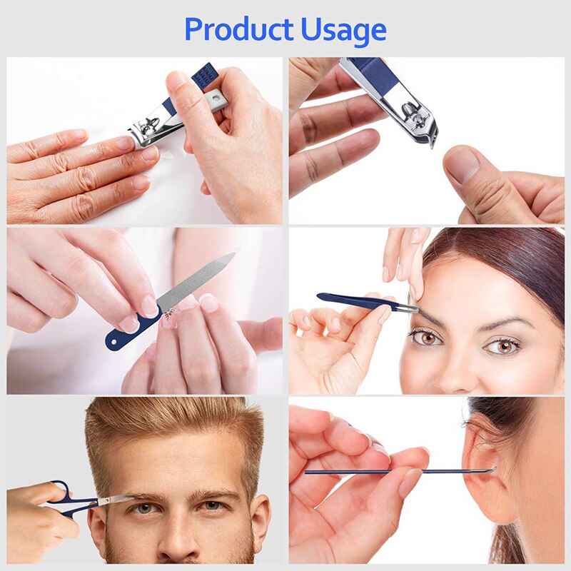 7/10/12/18 st/set manikyrset för professionell pedikyr nagelklippare verktygssats pedikyr i rostfritt stål med resefodral