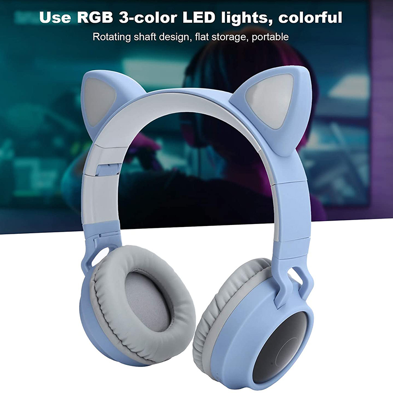 Kat Gaming Headset-Draadloze Kat Ear Hoofdtelefoon Rgb 3 Kleur Led Ademhaling Licht Headsets, Kat Hoofdtelefoon Gaming Headset