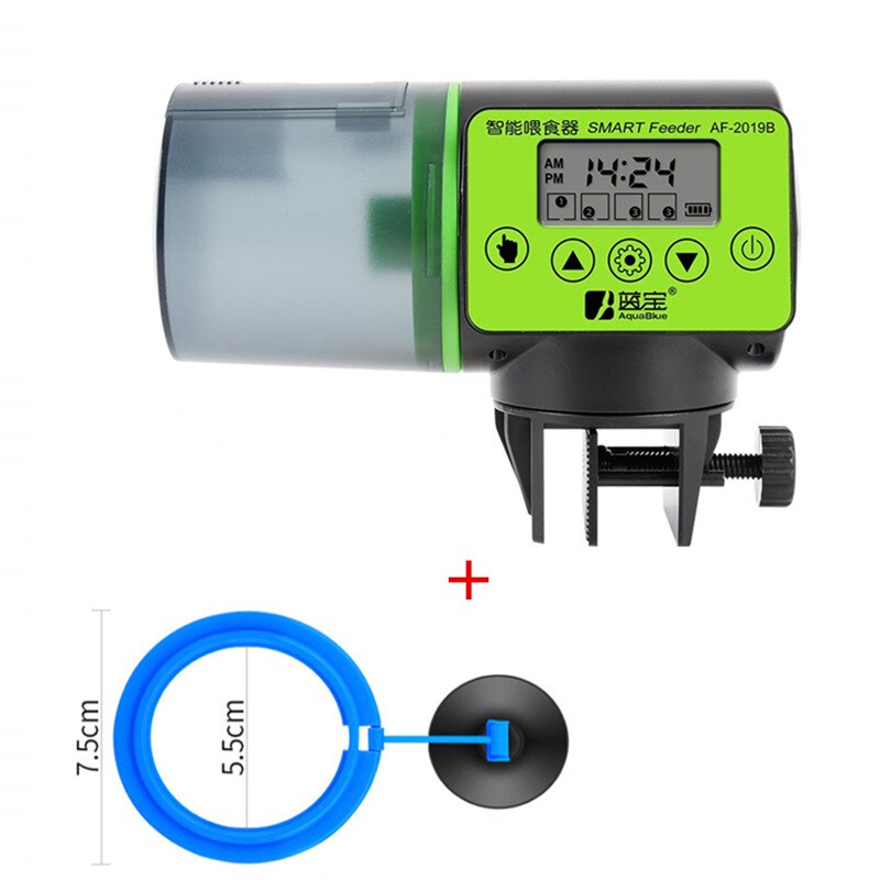 Portable Intelligent Automatic Fish Feeder Large Capacity Aquarium Fish Bowl Electrical Timer Feeder Food Feeding Tool: AF2019B set 1