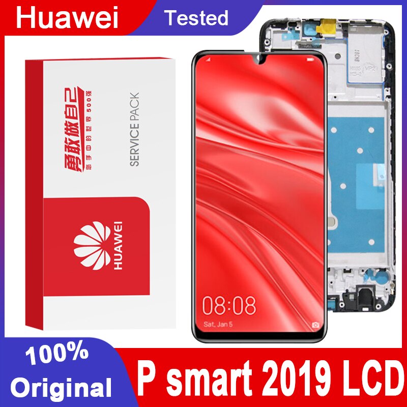 Pantalla táctil Original probada de 6,21 pulgadas con marco para Huawei P Smart , montaje de digitalizador LCD con pantalla táctil POT-LX1 L21 LX3