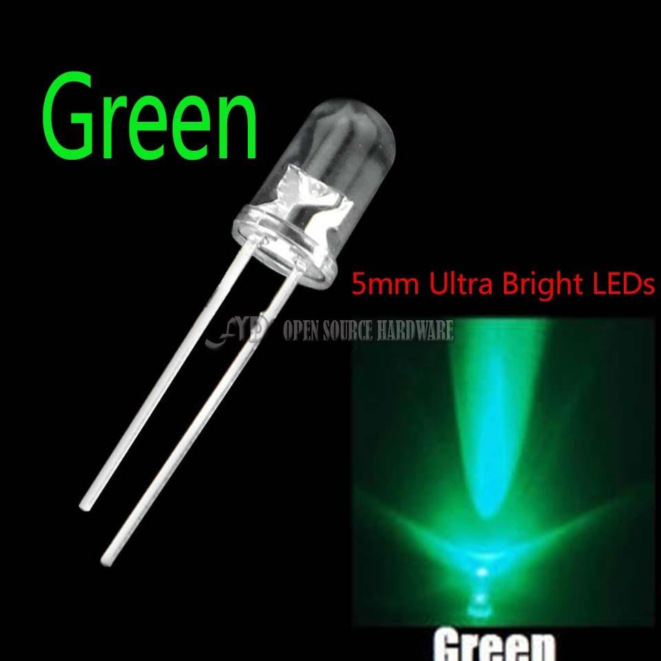 100 stuks 5mm ronde super heldere groene led-lichtdioden