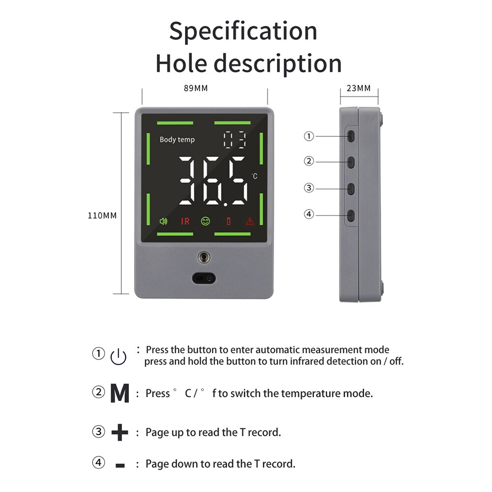 Digital Thermometer Non-contact Thermometer IR Infrared Sensor Forehead Thermometer Temperature Measurement for Body