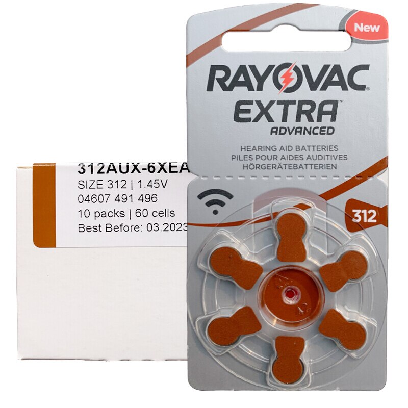 60 Pcs Rayovac Extra Prestaties Gehoorapparaat Batterijen 312 312A A312 PR41. Zink Air Gehoorapparaat Batterij