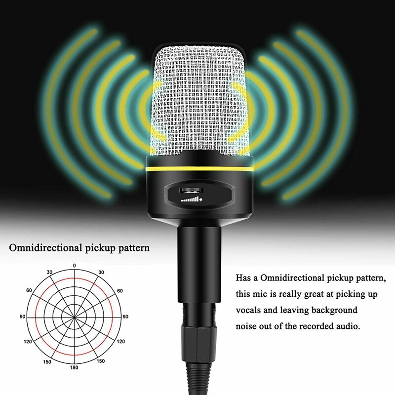 Condenser Microphone 3.5mm Plug Home Stereo MIC Desktop Tripod for PC Video Skype Sing Chatting Gaming Podcast Recording