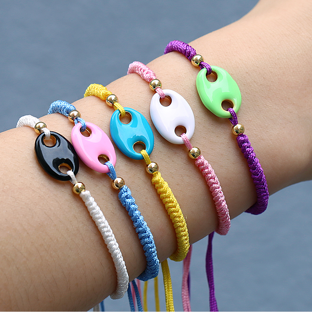 Neue H Schwein Nase Regenbogen Seil Kette Armbinde Für Frau Mann Sommer freundlicher Leuchtstoff Armbänder schmuck