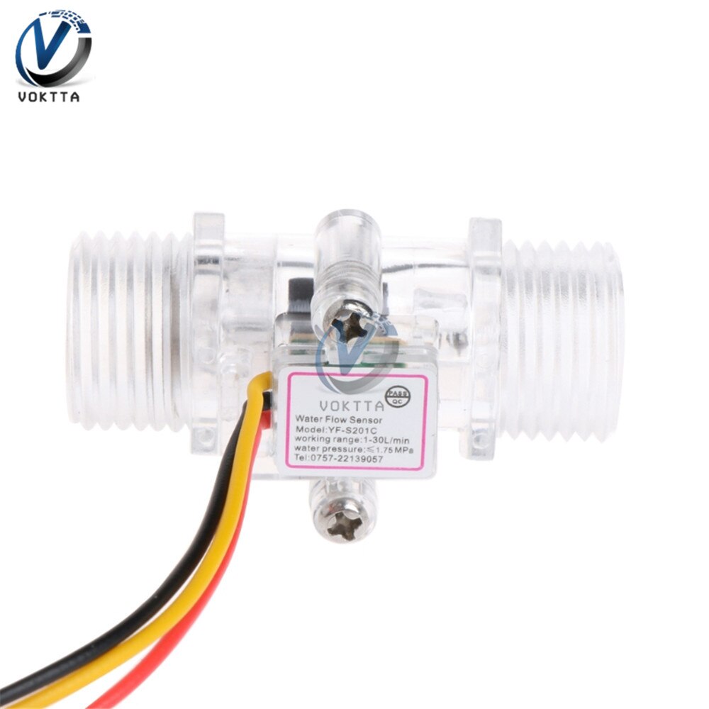 DC 12V DN15 Transparent Water Flow Sensor 5V G1/2" Flow Meter Measurement Hall Flow Sensor Indicator Counter Water Flow Sensor